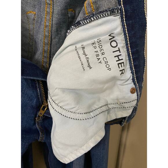 Mother Insider Crop Step Fray Jeans US 25 Not Rough Enough Blue Denim Raw Hem - Picture 10 of 14